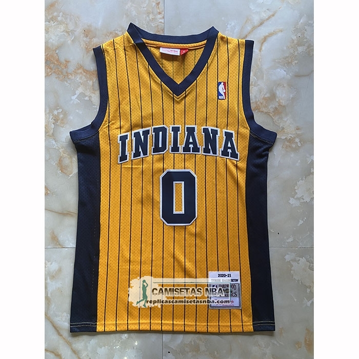 Camiseta Indiana Pacers Tyrese Haliburton NO 0 Mitchell & Ness 2020-21 Amarillo